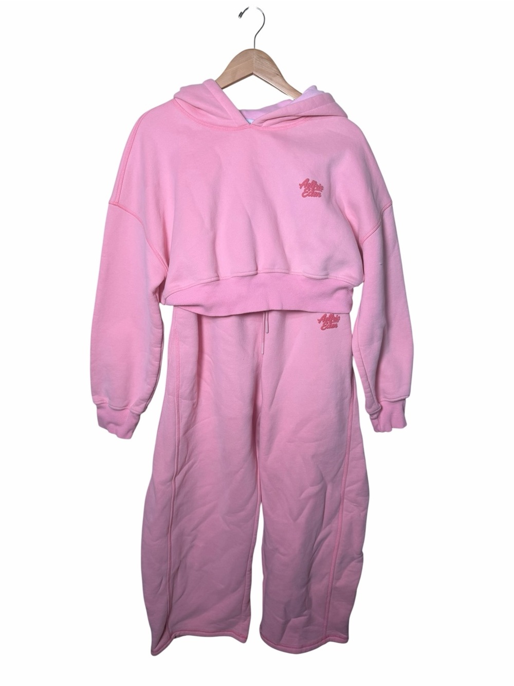 Aelfric Eden Souffle Cropped Hoodie Wide Leg Pants Set Baby Pink Size Large - Picture 2 of 10